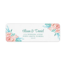 Dirección de devolución floral melocotón y turques