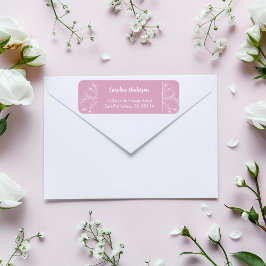 Etiqueta Dirección de devolución floral rosa