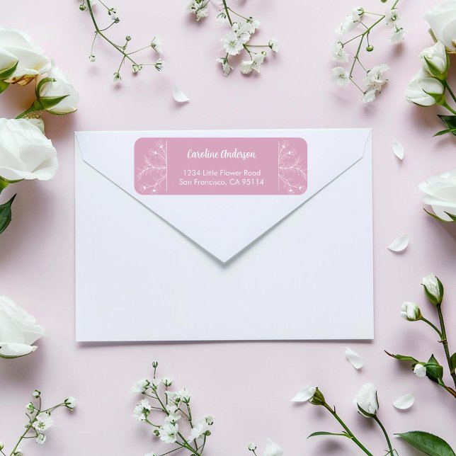 Etiqueta Dirección de devolución floral rosa (Subido por el creador)