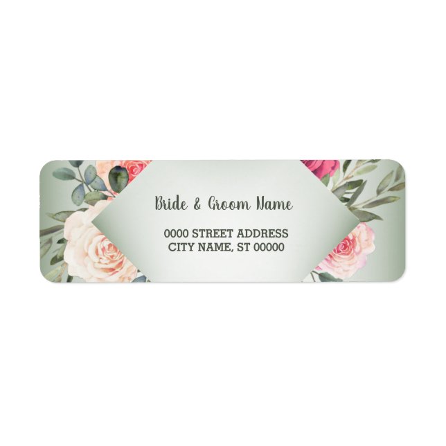 Etiqueta Dirección de devolución floral rosa rústica verde  (Frente)