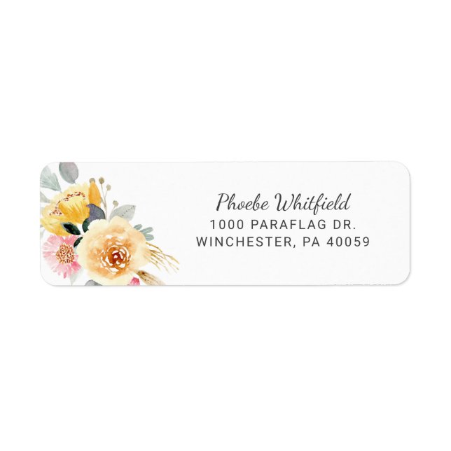 Etiqueta Dirección de devolución floral rústica acuarela bo (Frente)
