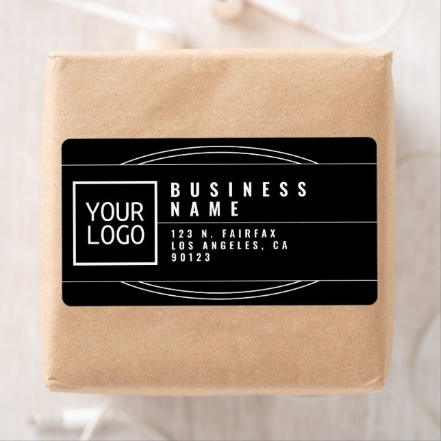 Etiqueta Dirección de devolución geométrica en negro con el (In situ)