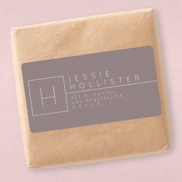 Etiqueta Dirección de devolución monogramada de óxido gris/