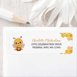 Etiqueta Dirección de devolución neutra de Bee Baby Shower