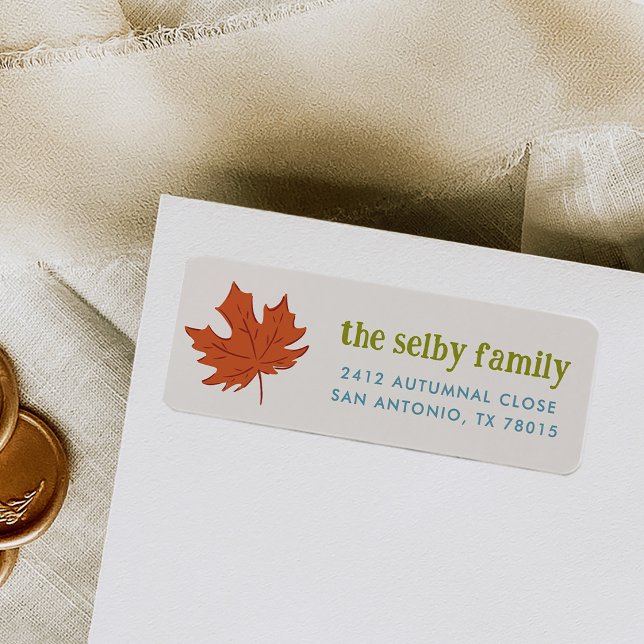 Etiqueta Dirección de devolución otoñal de hoja que cae (Falling Leaf Autumnal Return Address Label)