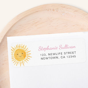 Etiqueta Dirección de devolución para Baby Shower Boho Suns
