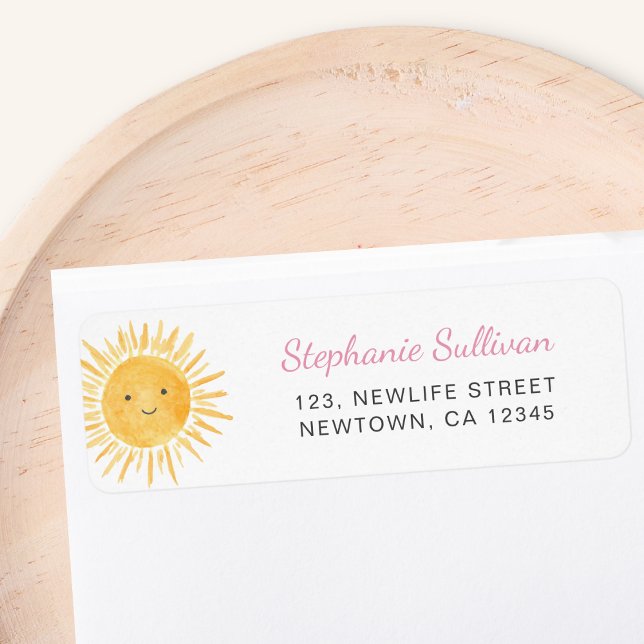 Etiqueta Dirección de devolución para Baby Shower Boho Suns (Subido por el creador)