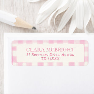 Etiqueta Dirección de devolución para baby shower con gingh