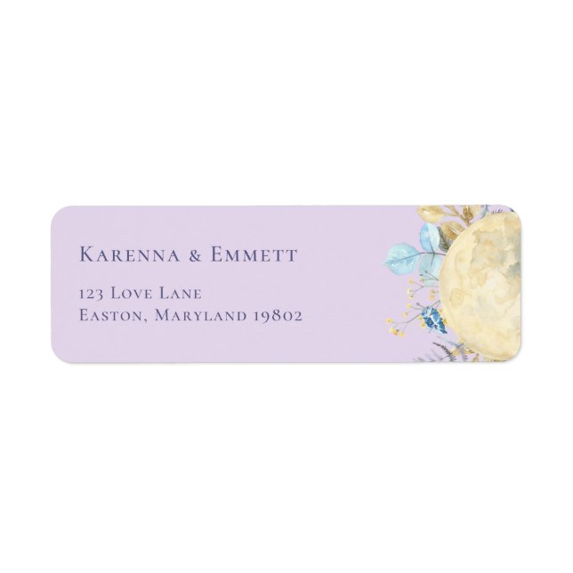 Etiqueta Dirección de devolución para Baby Shower de Luna C (Frente)