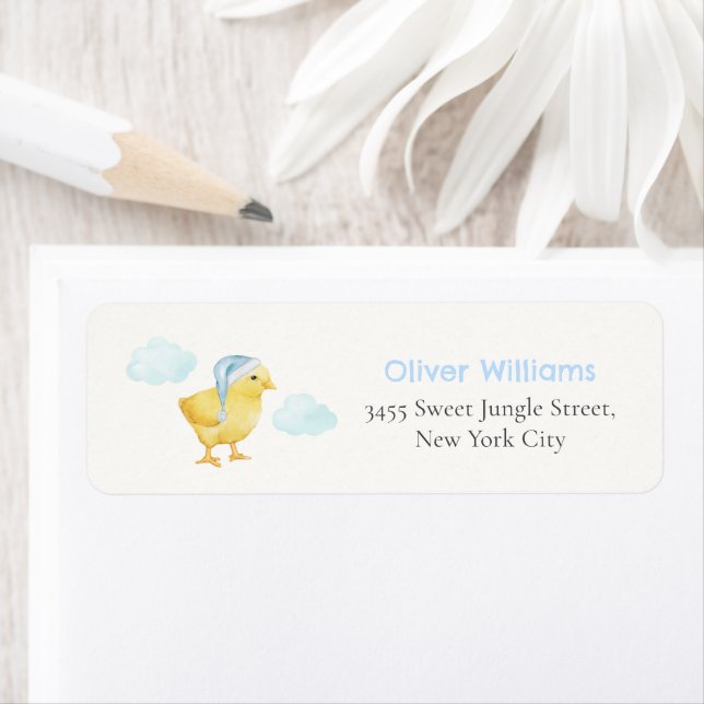 Etiqueta Dirección de devolución para Baby Shower de Pollo  (In situ)