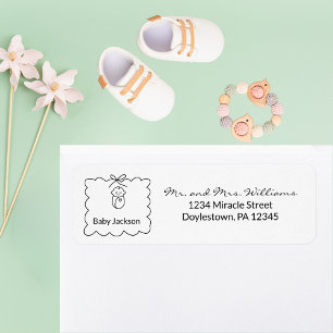 Etiqueta Dirección de devolución para baby shower moderna y