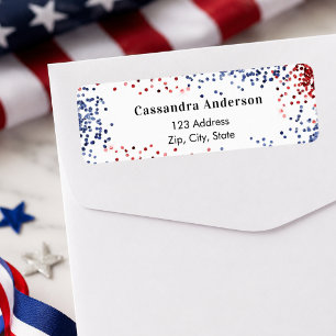 Etiqueta Dirección de devolución patriótica USA rojo blanco