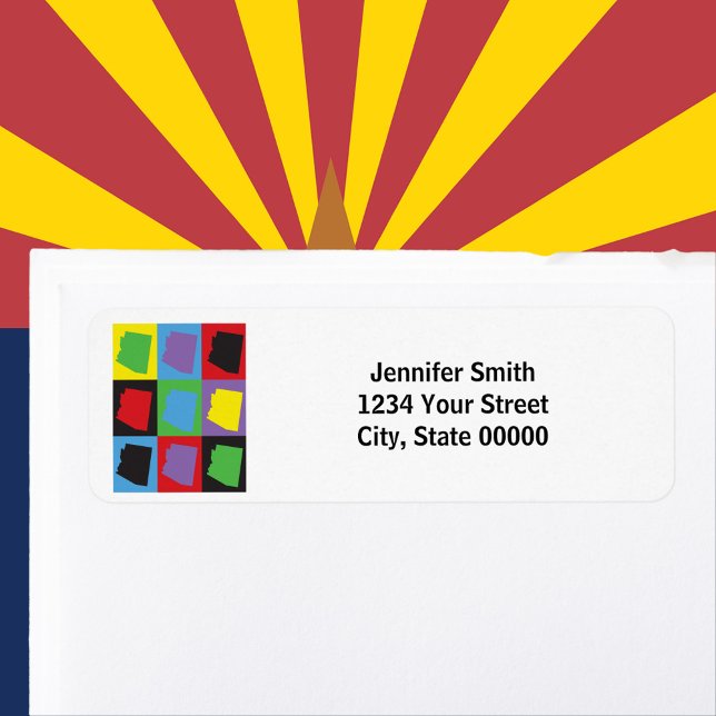 Etiqueta Dirección de devolución personalizada de arte pop  (A return address label featuring the US state of Arizona and text you can personalize!)