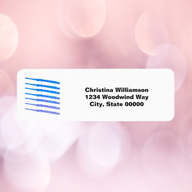 Etiqueta Dirección de devolución personalizada de Flutes Bl (A return address label with blue flutes and text you can personalize!)