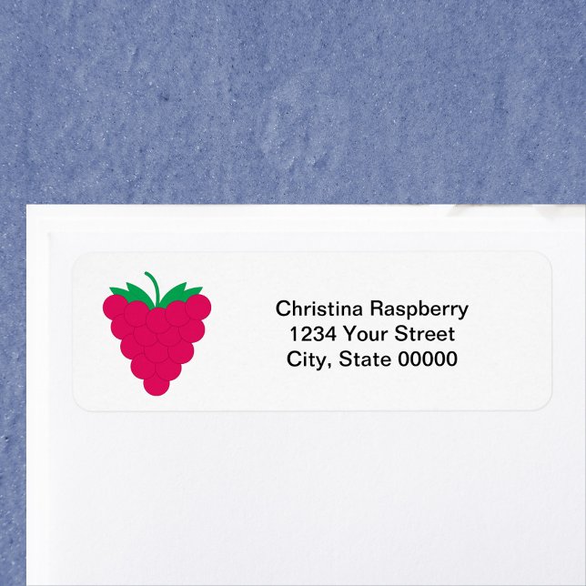 Etiqueta Dirección de devolución personalizada de frambuesa (A return address label with a raspberry and text you can personalize!)