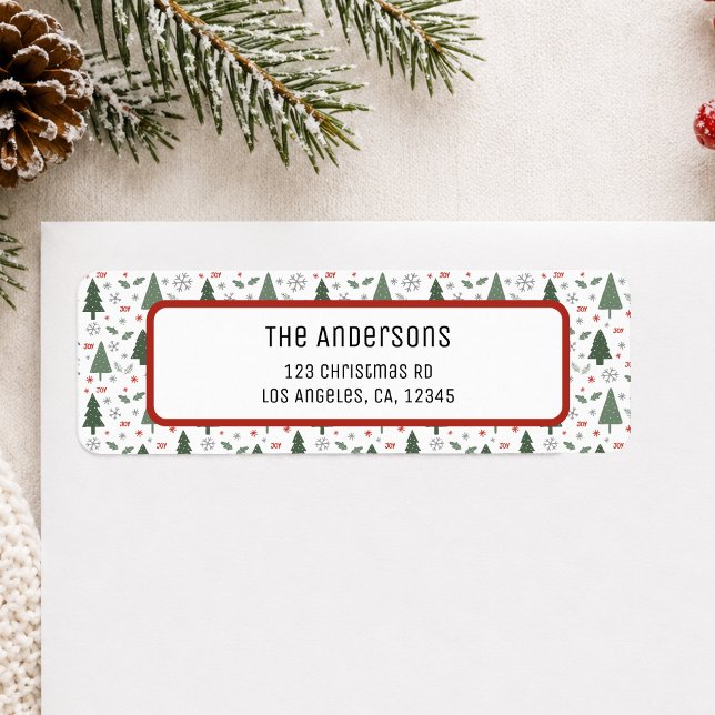 Etiqueta Dirección de devolución personalizada de Navidad (Christmas Personalized Return Address Label)