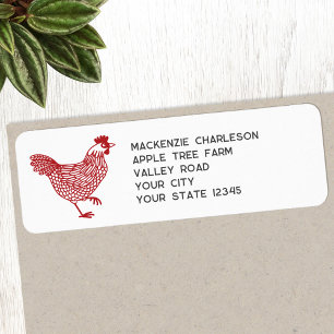 Etiqueta Dirección de devolución personalizada de pollo Hen