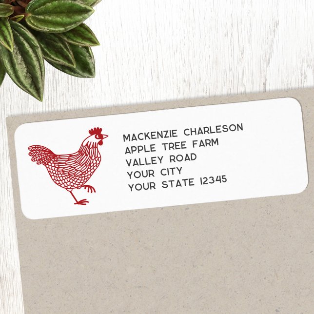 Etiqueta Dirección de devolución personalizada de pollo Hen (Chicken Hen Poultry personalized return address label)