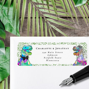 Etiqueta Dirección de devolución personalizada para boda co