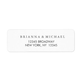 Etiqueta Dirección de devolución simple de Boda blanco y ne