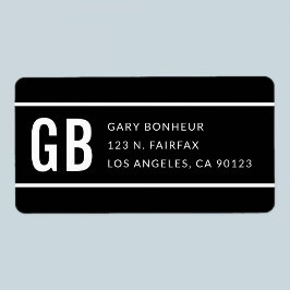 Etiqueta Dirección de devolución simple y moderna a rayas e