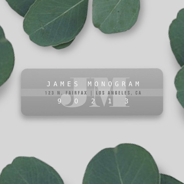 Etiqueta Dirección de devolución única moderna gris monogra (Subido por el creador)