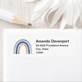 Etiqueta Dirección de diseño del boho arcoiris azul y rosa