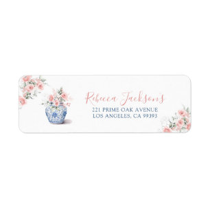 Etiqueta Dirección de ducha Rubor Pink Ginger Jar Chinoiser