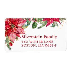 Etiqueta Dirección de envío de la bandeja de oro de Poinset