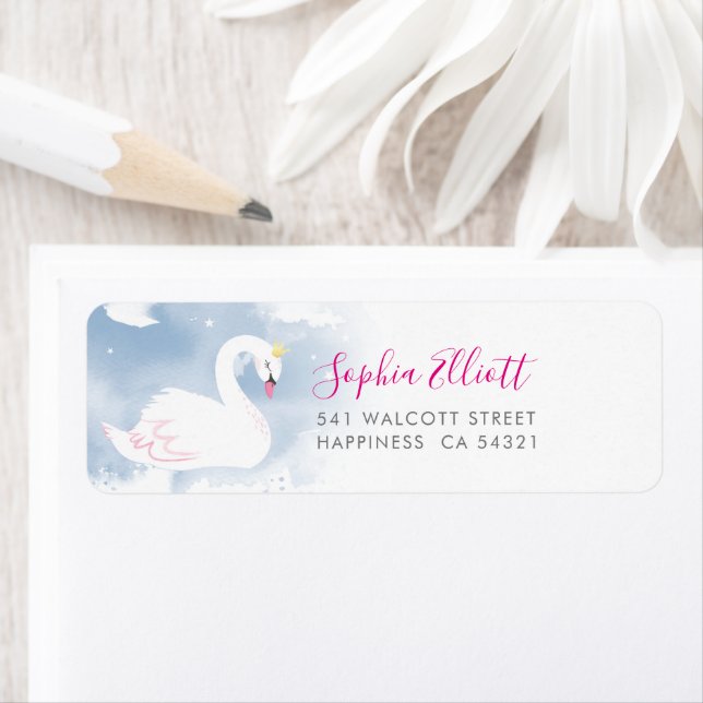 Etiqueta DIRECCIÓN DE ENVÍO SWAN bonito princesa rosa capri (In situ)