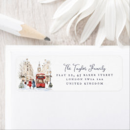 Etiqueta Dirección de escena de Watercolor City para Navida