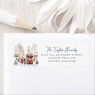 Etiqueta Dirección de escena de Watercolor City para Navida