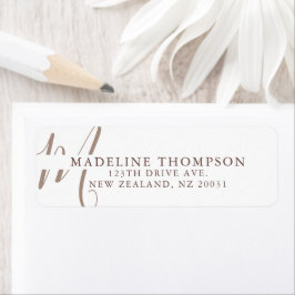 Etiqueta Dirección de escritura monogramada de Warmth Beige