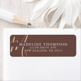Etiqueta Dirección de escritura monogramada de Warmth Beige