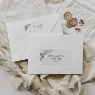 Etiqueta dirección de eucalipto de color de agua