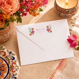 Etiqueta Dirección de Fiesta Floral Mexicana Colorida Vibra