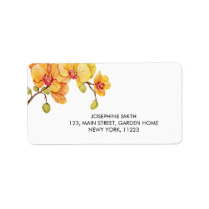 Etiqueta Dirección de Flor de Orquídea Amarilla