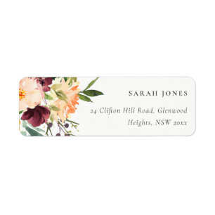 ETIQUETA DIRECCIÓN DE FLORAL BUNCH DE NARANJA AMARILLO DE R