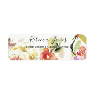 ETIQUETA DIRECCIÓN DE FLORAL DE COLOR DE AGUA ROSA DE PLAYA