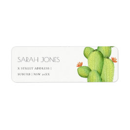 ETIQUETA DIRECCIÓN DE FLORES DE CACTO DE COLOR DE AGUA VERD