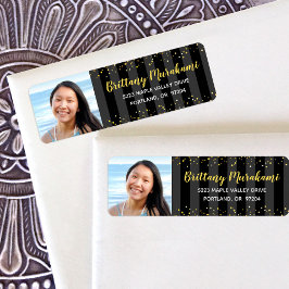 Etiqueta Dirección de franjas negras del guión de la foto d