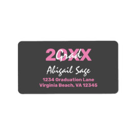 Etiqueta Dirección de graduación moderna en rosa y blanco