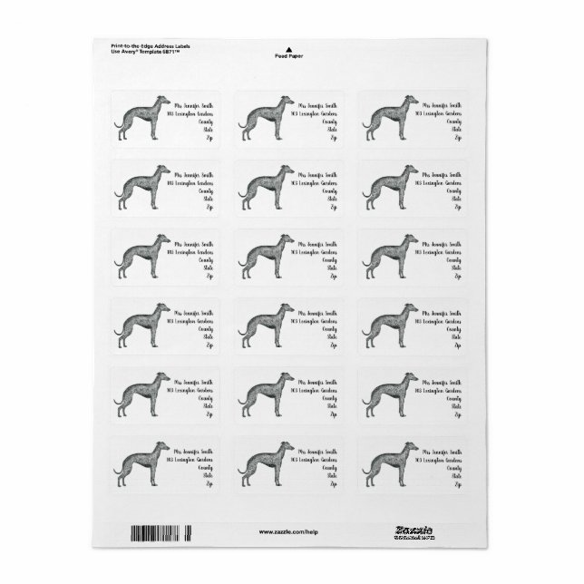 Etiqueta Dirección de Greyhound (Hoja Entera)