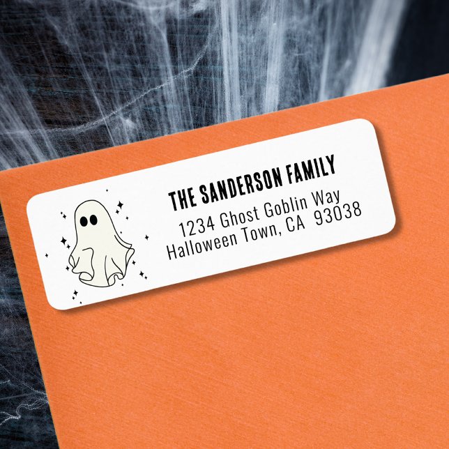 Etiqueta Dirección de Halloween de Fantasmas (Ghost Happy Halloween Party Return Address Label)