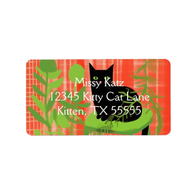 Etiqueta Dirección de hogares para gatos negros (Frente)