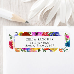 Etiqueta Dirección de Invitación de Boda Floral Mexicana Fi