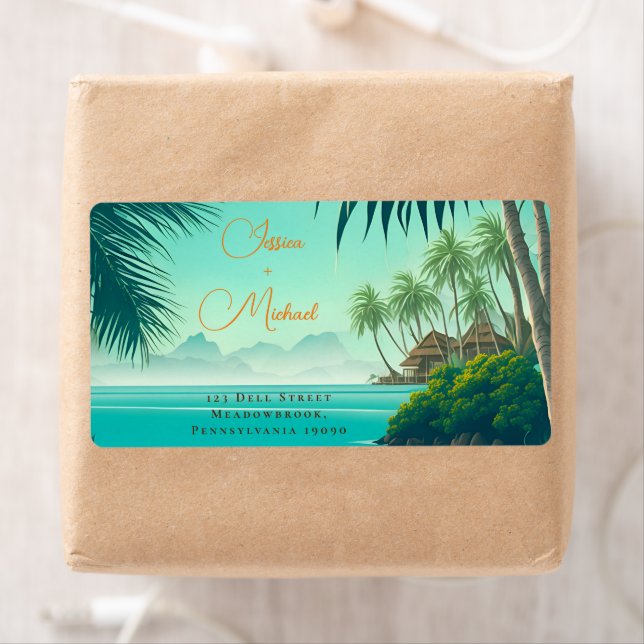 Etiqueta Dirección de invitado de boda de destino de playa  (In situ)