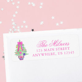 Etiqueta Dirección de Jar de Bow Ginger de color de agua ro