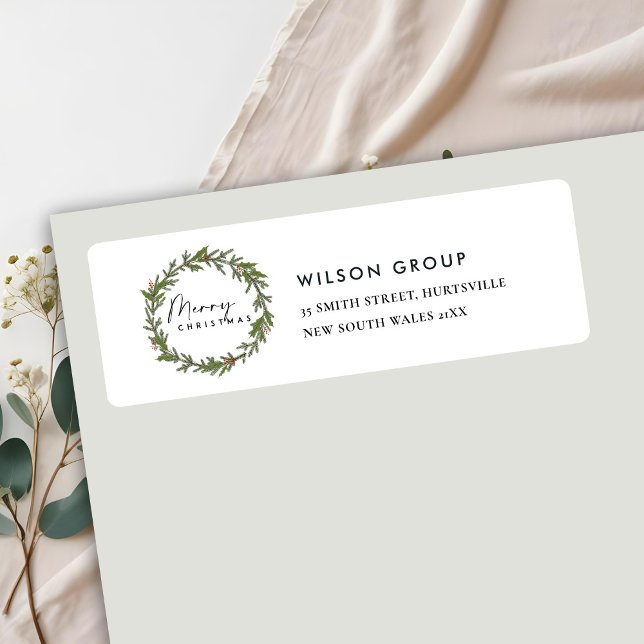 ETIQUETA DIRECCIÓN DE LA EMPRESA HOLLY BERRY WREATH NAVIDAD (Subido por el creador)