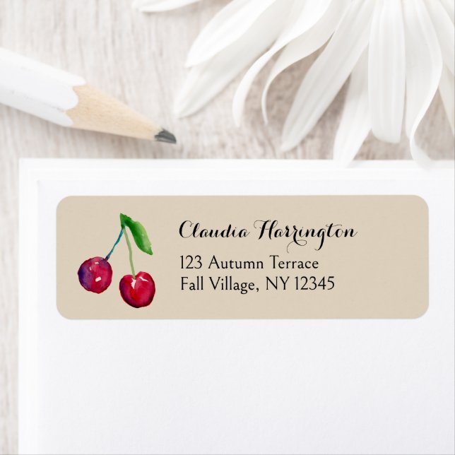 Etiqueta Dirección de la naturaleza pintada a mano de cerez (In situ)